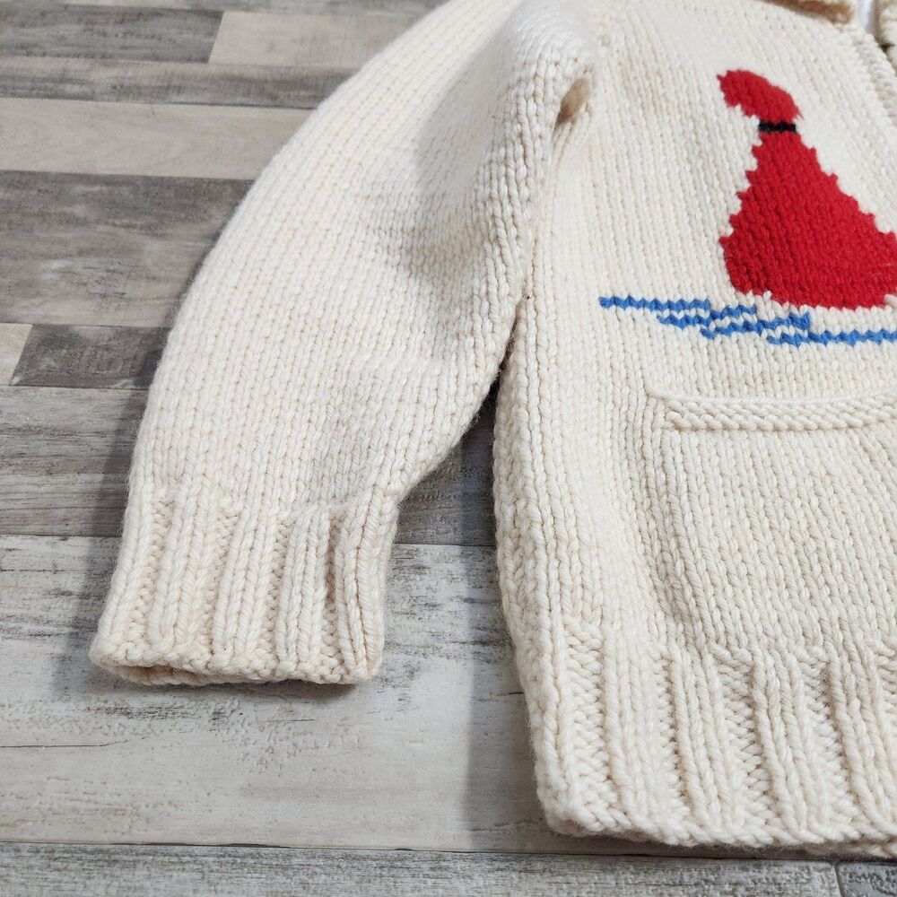 Bowling Cowichan Sweater 1950s Hand Knit Lined Wool Cardigan Talon Zip Pinup  M - Picture 11 of 16